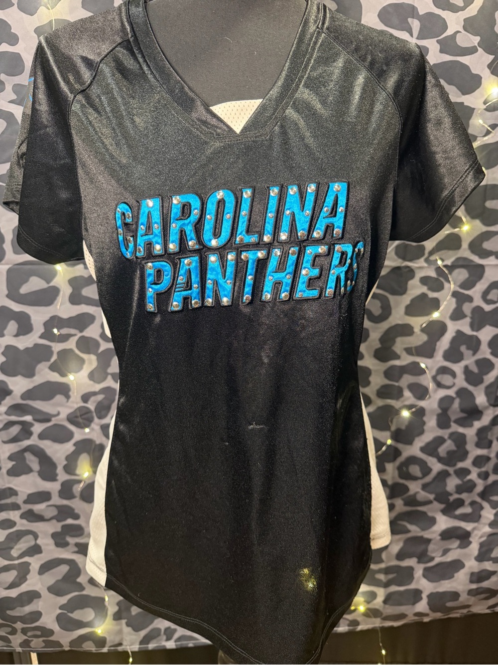 Carolina Panthers Black Team Tee with Blue Logo
